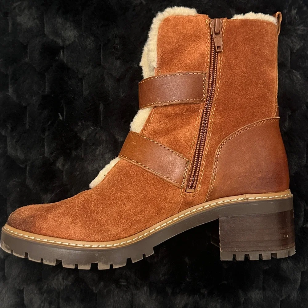 Naturalizer Tristan Chestnut Suede Boots with Buckle